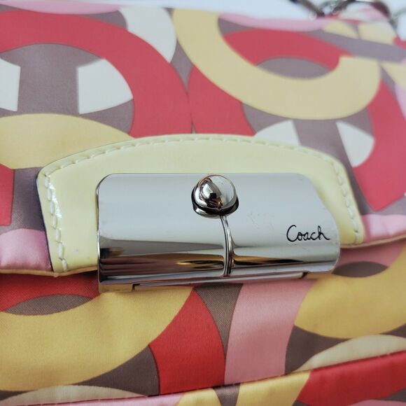Coach Kristin Op Art Multicolor Satin Leather Shoulder Crossbody Bag - Picture 8 of 12